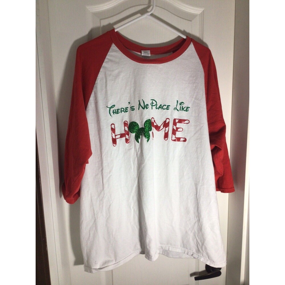 Disney Mickey Mouse No Place Like Home Christmas 3XL Quarter Sleeve T-Shirt